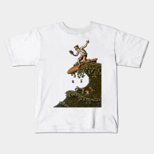 Surfing on a Wave of Money Kids T-Shirt